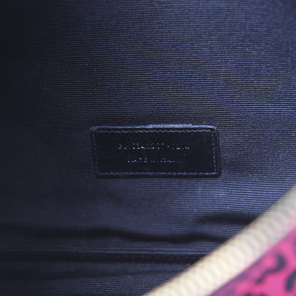Saint Laurent Calfskin Baby Cat Print Medium Zip Clutch Hot Pink 7 of 14