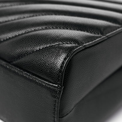 Saint Laurent Grain De Poudre Matelasse Chevron Tribeca Shopping Bag Black 10 of 10
