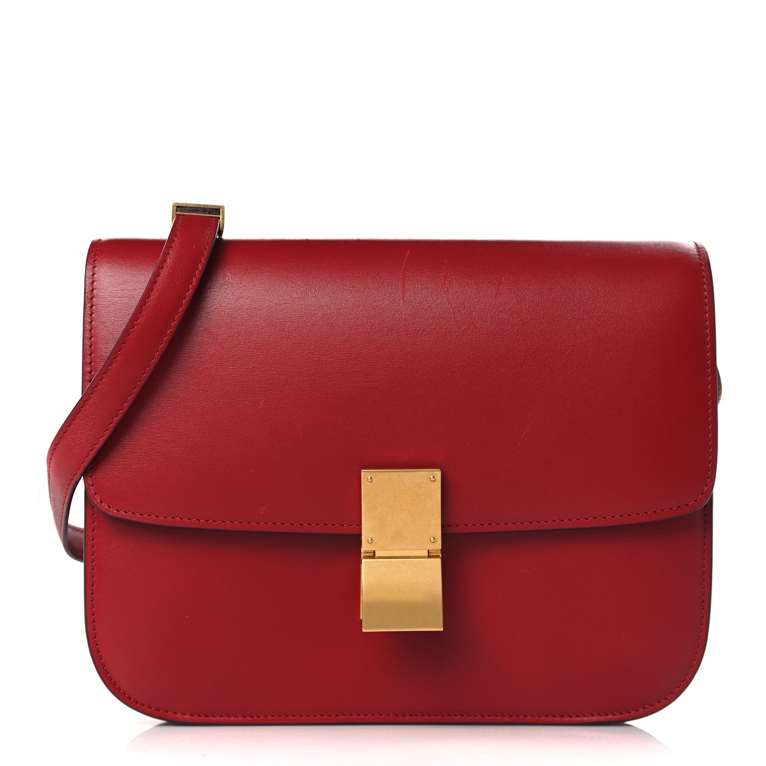 Celine Box Calfskin Medium Classic Box Flap Bag Red 1 of 10