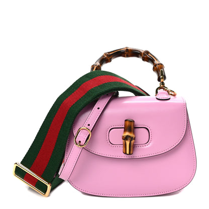 Gucci Boarded Dyana Lux Calfskin Web Mini Bamboo 1947 Top Handle Bag Nice Pink 1 of 8