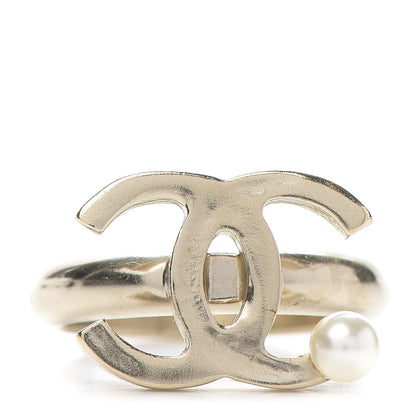 Chanel Pearl CC Ring 6.75 Gold 1 of 5