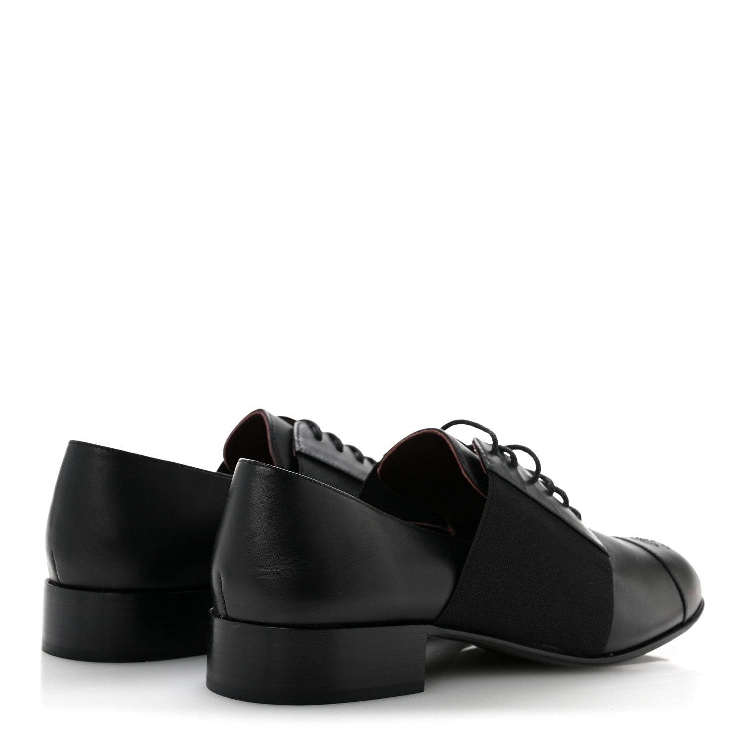 Chanel Calfskin Elastic Lace Up Cap Toe CC Loafers 40 Black 5 of 10