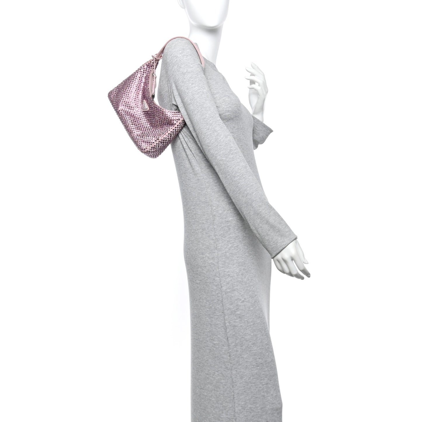 Satin Crystal Mini Re-Edition 2000 Bag Alabastro