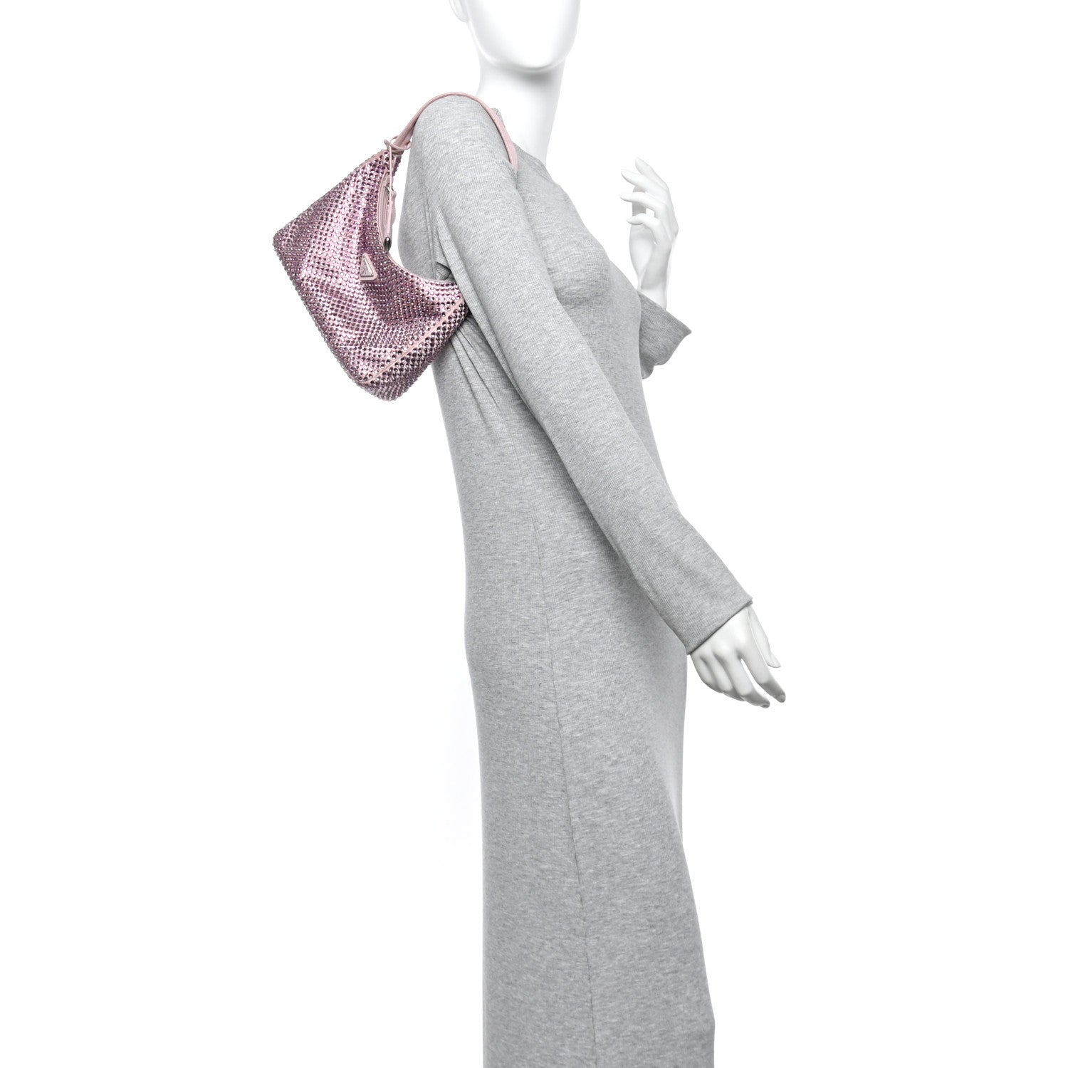 Prada Satin Crystal Mini Re-Edition 2000 Bag Alabastro 2 of 13