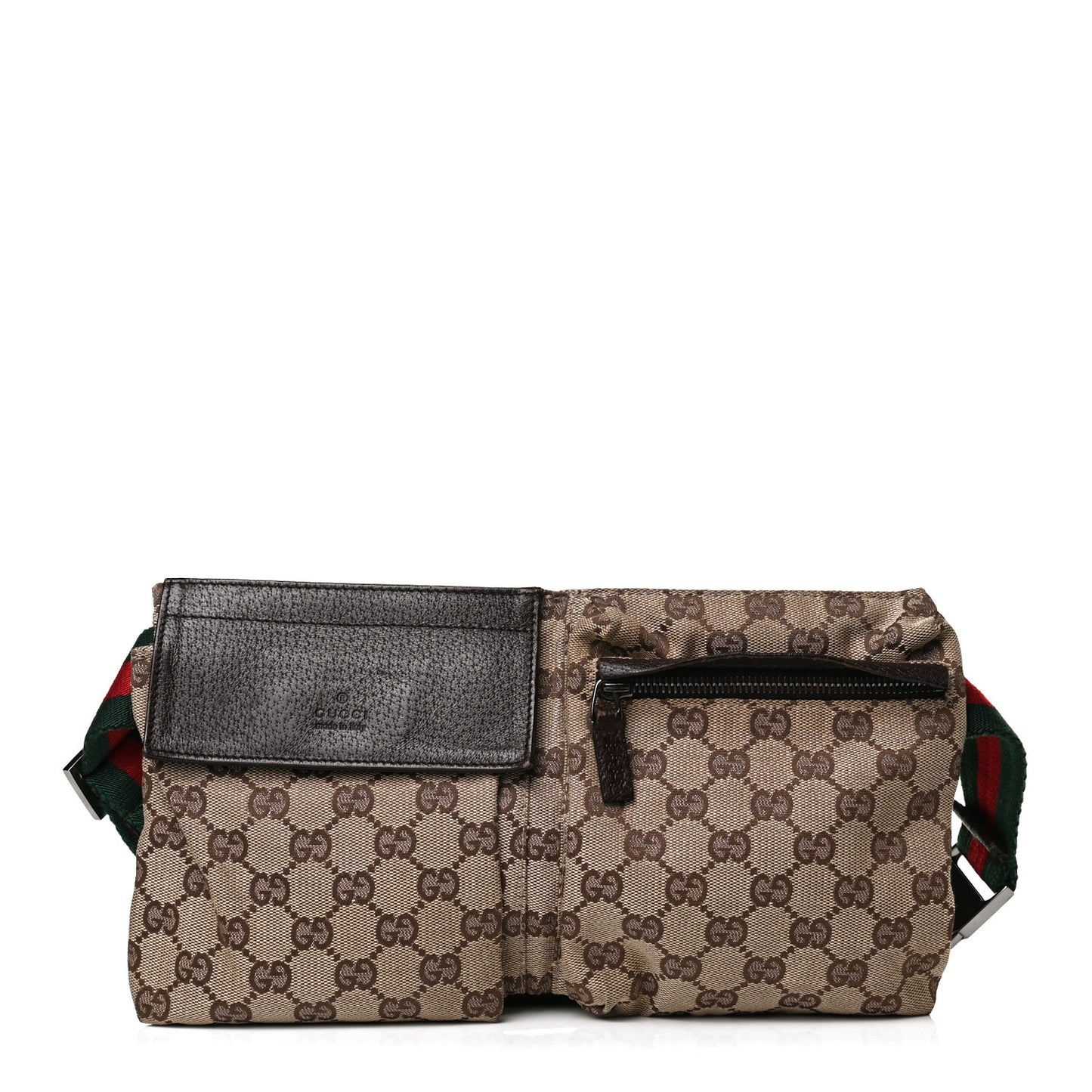 GG Monogram Double Pocket Belt Bag Dark Brown