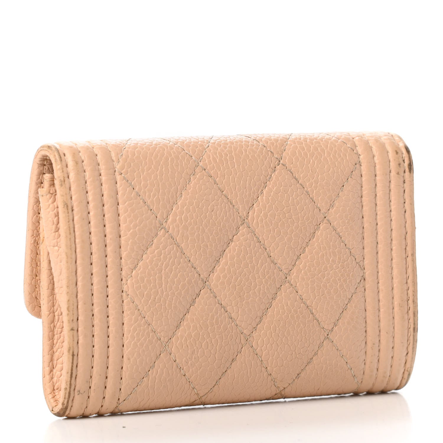 Chanel Caviar Quilted Boy Flap Card Holder Wallet Light Beige 2 of 5