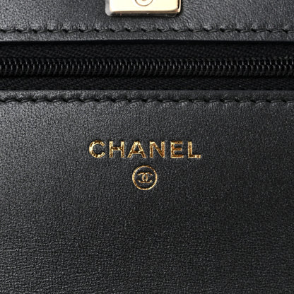 Chanel Pearly Lambskin Quilted Charms Wallet On Chain WOC Black 6 of 12