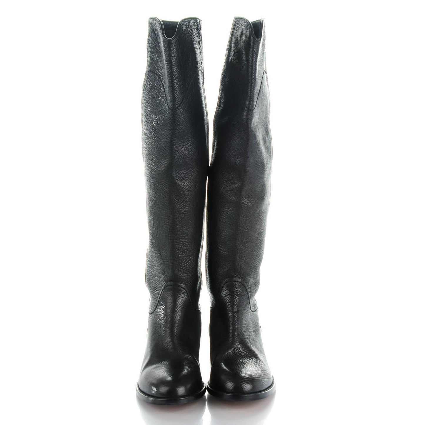 Calfskin Ascot Riding Boots 35.5 Black