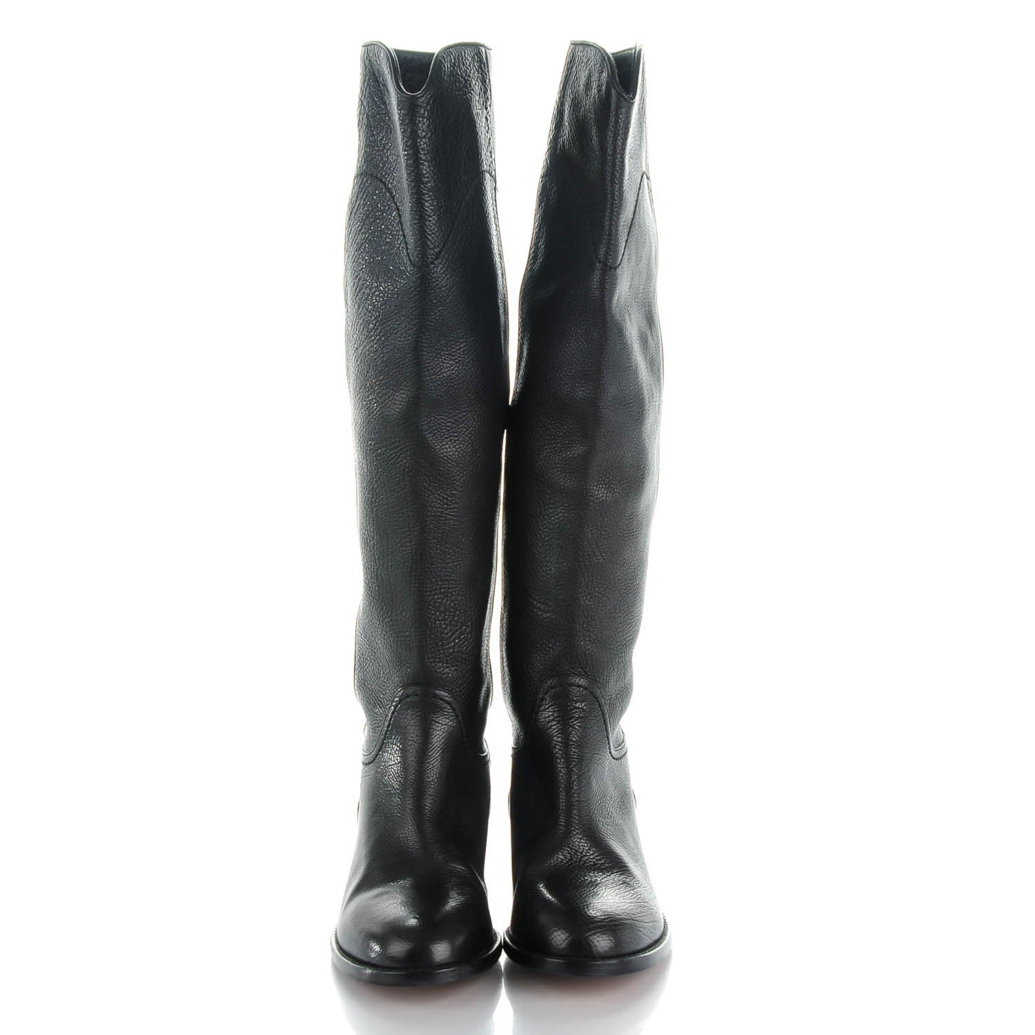 Chanel Calfskin Ascot Riding Boots 35.5 Black 2 of 8
