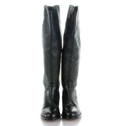 Chanel Calfskin Ascot Riding Boots 35.5 Black 2 of 8