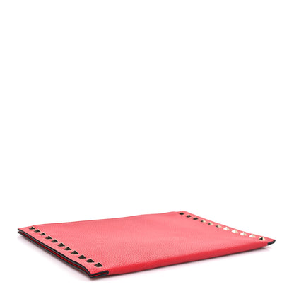 Valentino Garavani Pebbled Calfskin Large Rockstud Flat Zip Pouch Rouge Pur 4 of 7
