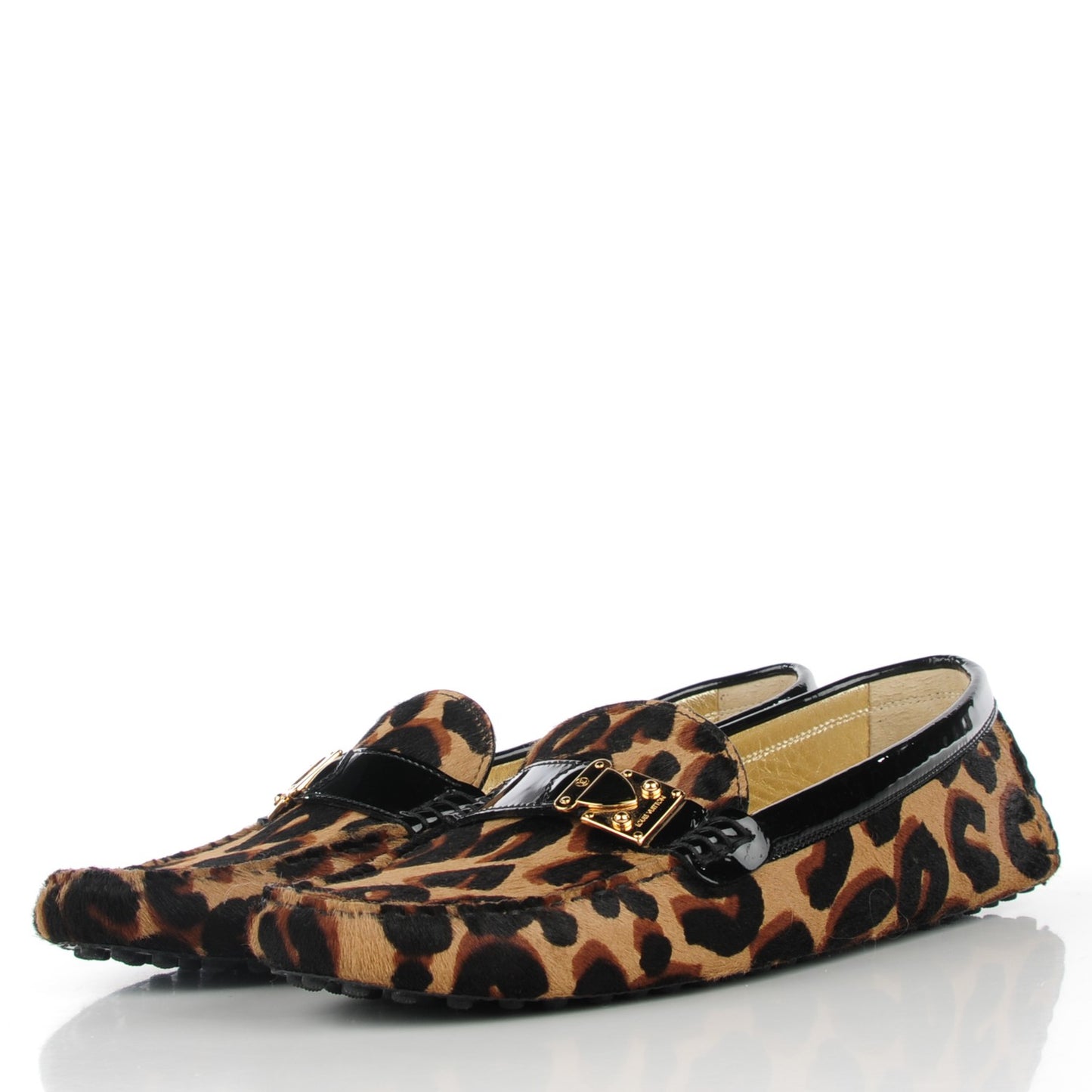 Pony Hair Leopard Lombok Mocassin Loafers 38.5 Black