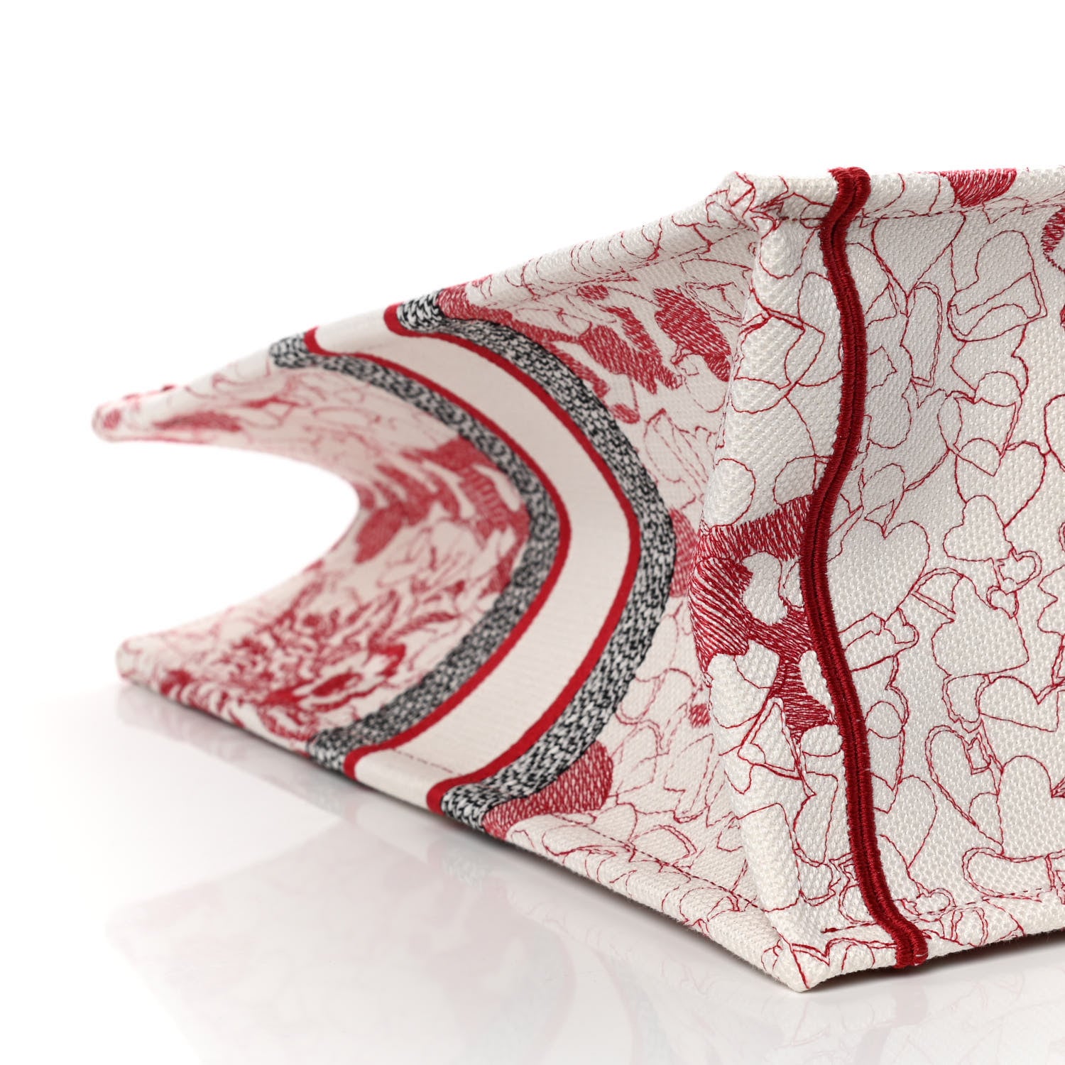 Christian Dior Canvas Embroidered Large Dioramour D-Royaume Book Tote Red Multicolor 8 of 10