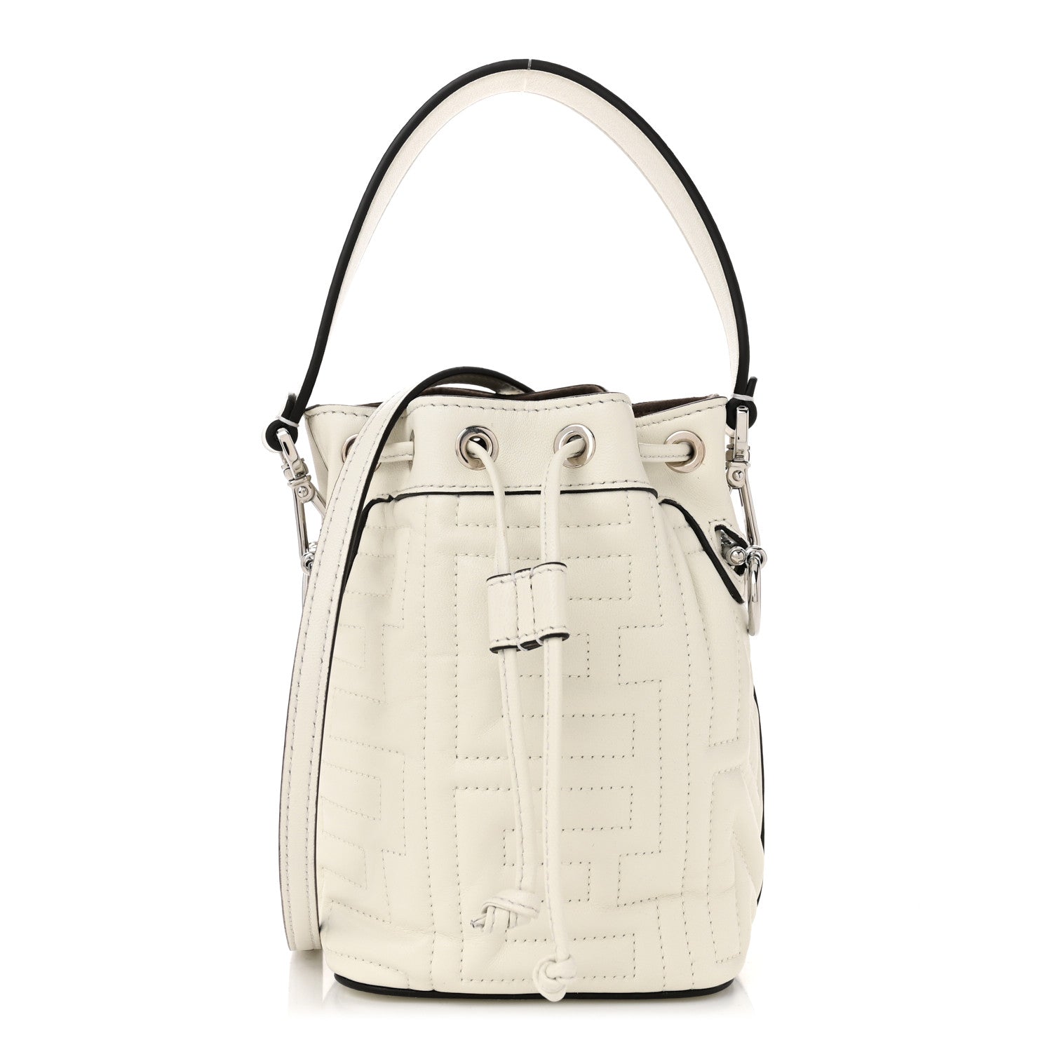 Fendi Vitello Liberty F Embossed Mini Mon Tresor Bucket Bag White 1 of 11