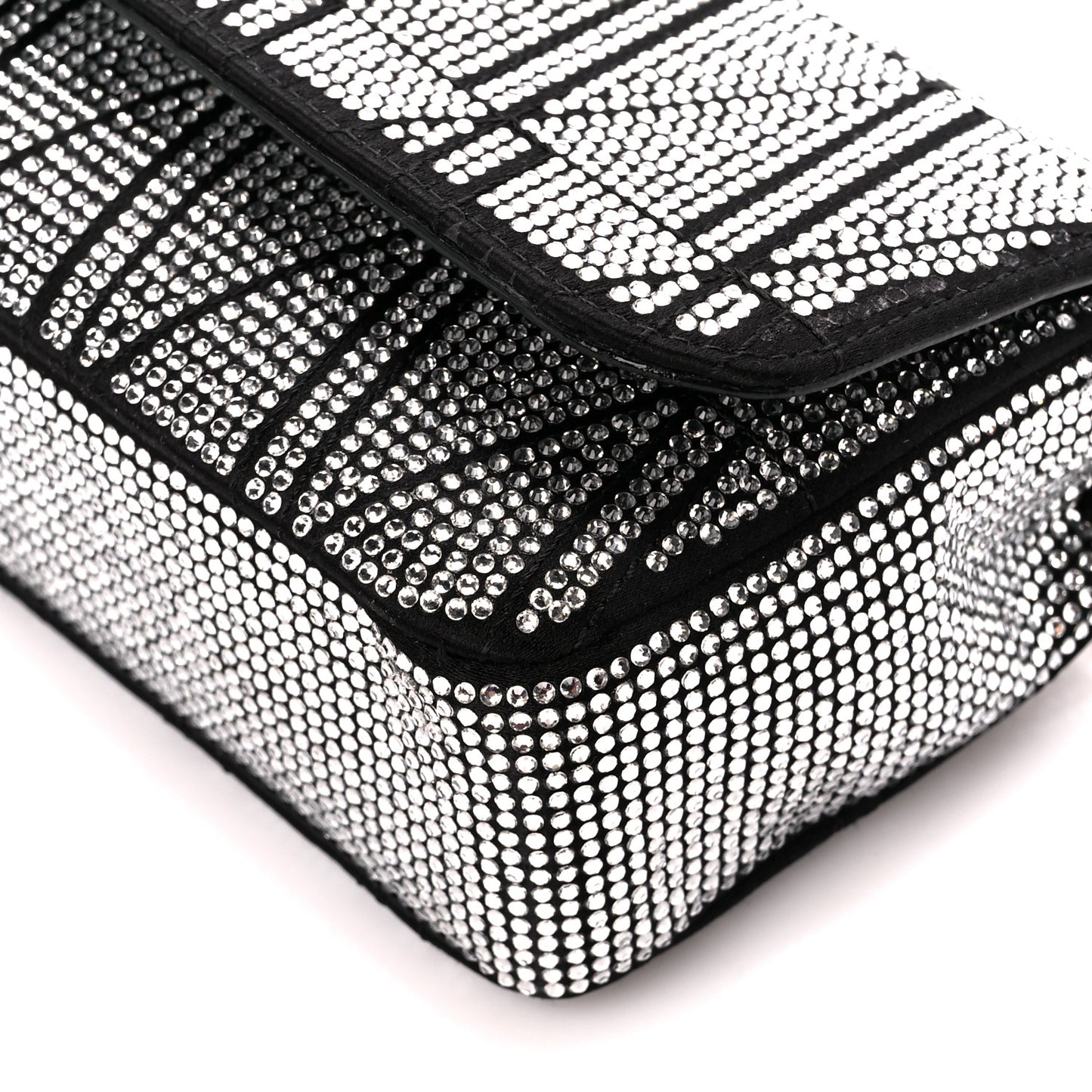 Satin Crystal Virtus Mini Chain Shoulder Bag Black