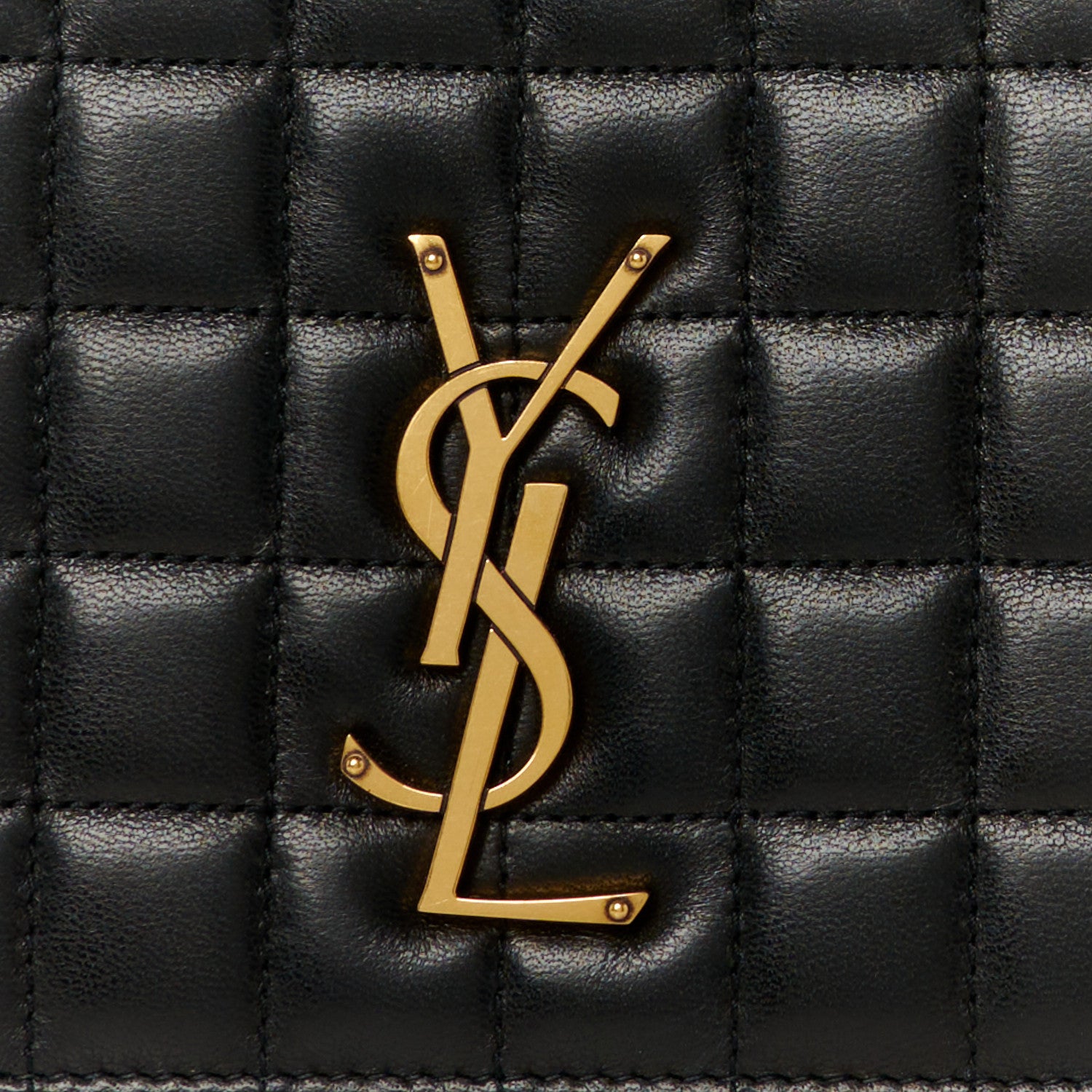 Saint Laurent Lambskin Carre Quilted Cassandre Pouch Clutch Black 8 of 9