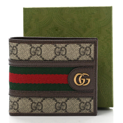 Gucci GG Supreme Monogram Web Mens Ophidia Bi-Fold Coin Wallet Beige New Acero 8 of 8
