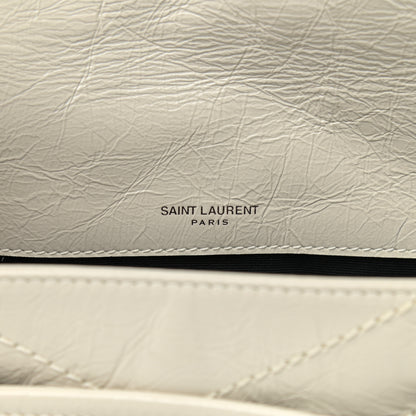 Saint Laurent Crinkled Calfskin Matelasse Monogram Baby Niki Chain Satchel Blanc Vintage 6 of 12