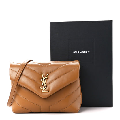 Saint Laurent Calfskin Y Quilted Monogram Toy Loulou Crossbody Bag Dark Natural 12 of 12
