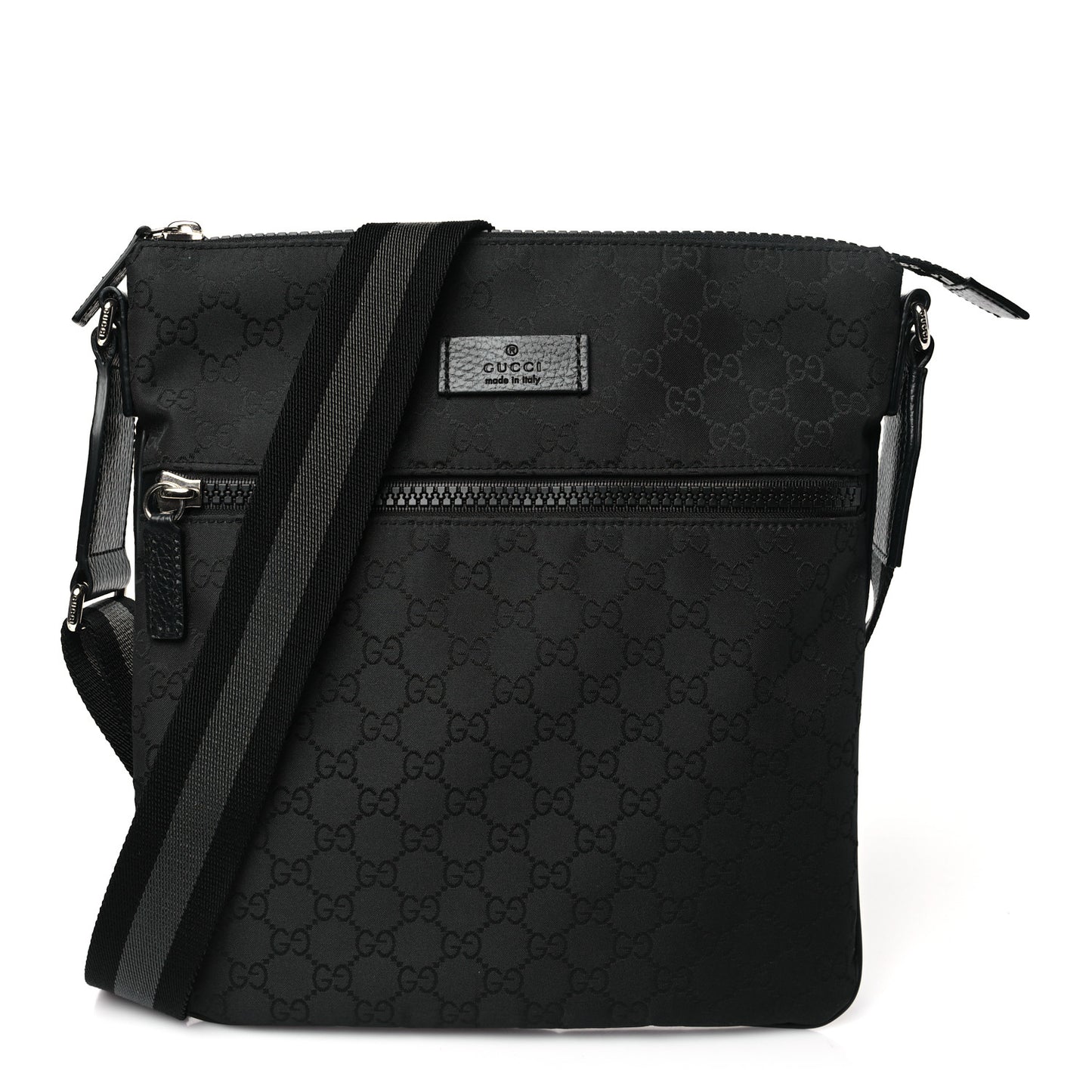 Nylon Monogram Small Flat Messenger Bag Black