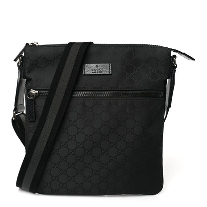 Gucci Nylon Monogram Small Flat Messenger Bag Black 1 of 10