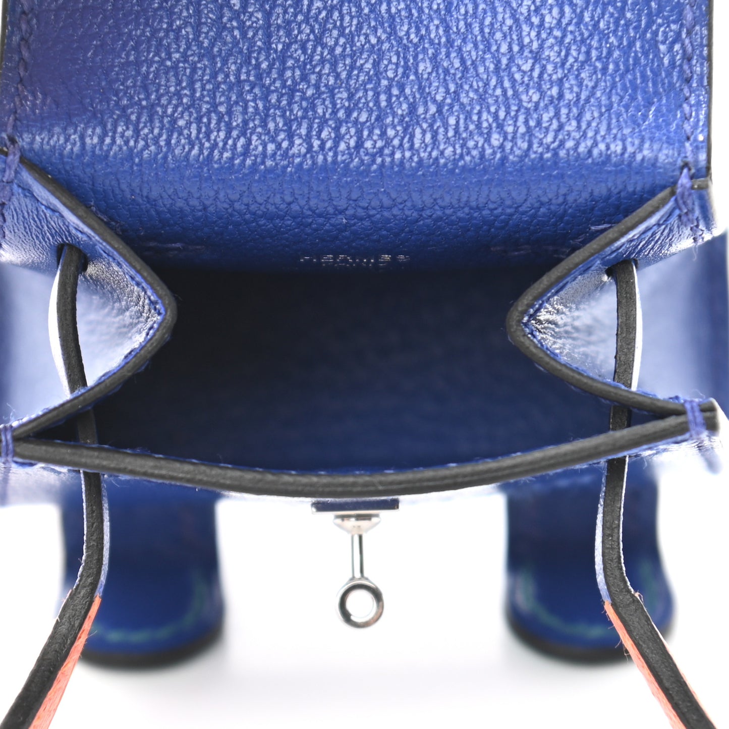 Tadelakt Chevre Mysore Kelly Quelle Idole Bag Charm Bleu Electrique Feu Jaune De Naples Vert Verone