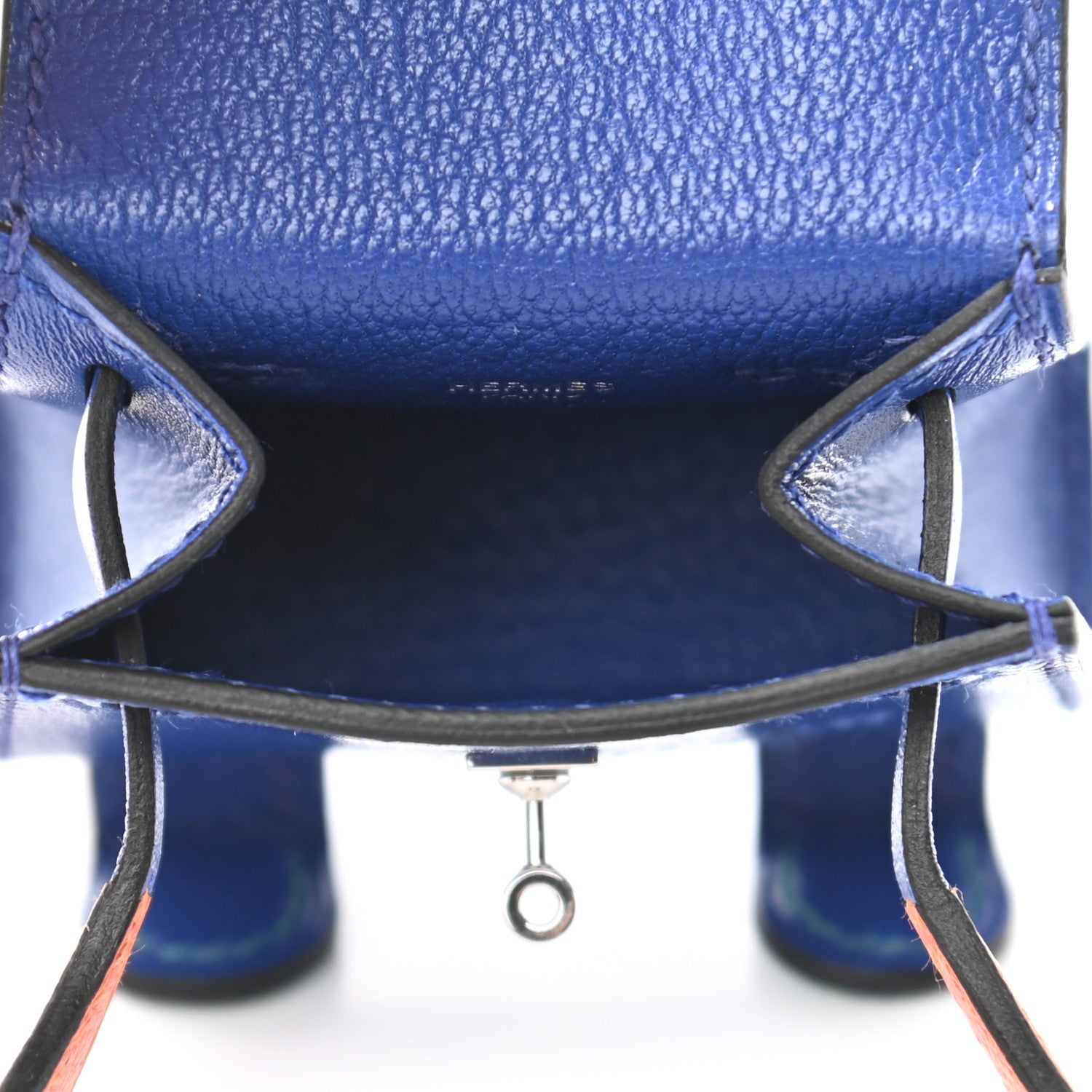 Hermes Tadelakt Chevre Mysore Kelly Quelle Idole Bag Charm Bleu Electrique Feu Jaune De Naples Vert Verone 4 of 7