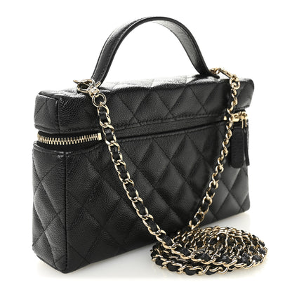 Chanel Caviar Quilted Top Handle Slim Vanity With Chain Black 3 of 11