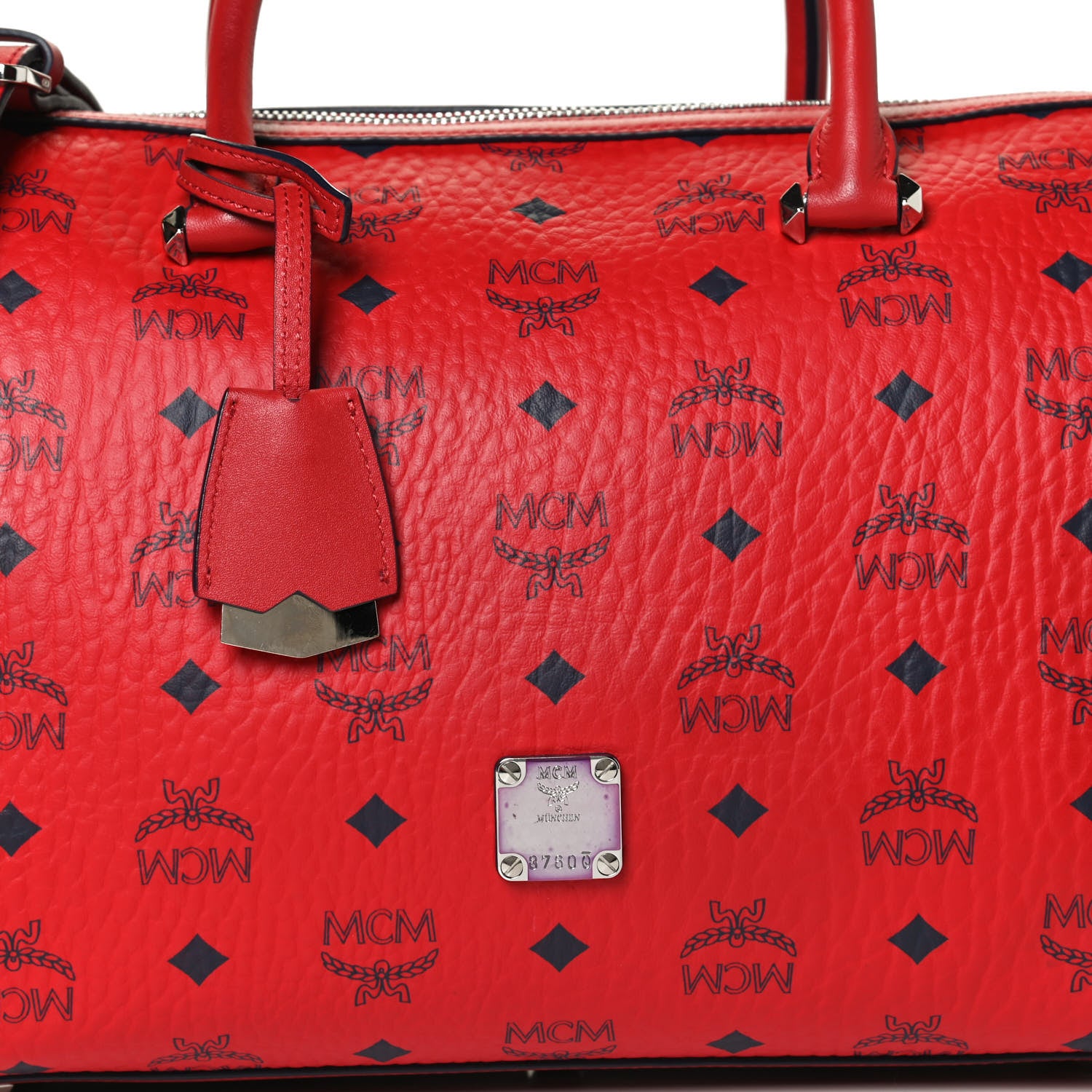 MCM Visetos Medium Essential Boston Bag Red 1054039 – FASHIONPHILE