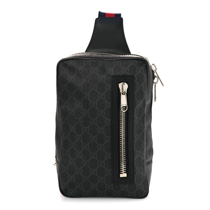 Gucci GG Supreme Monogram Web Belt Bag Black Grey 1 of 12