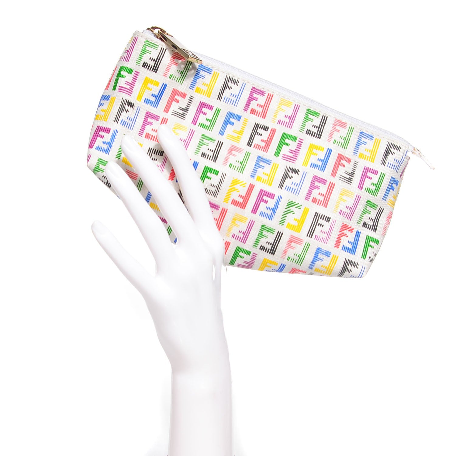 Fendi Zucchino Spalmati FF Multicolor Cosmetic Pouch White Multicolor 2 of 9