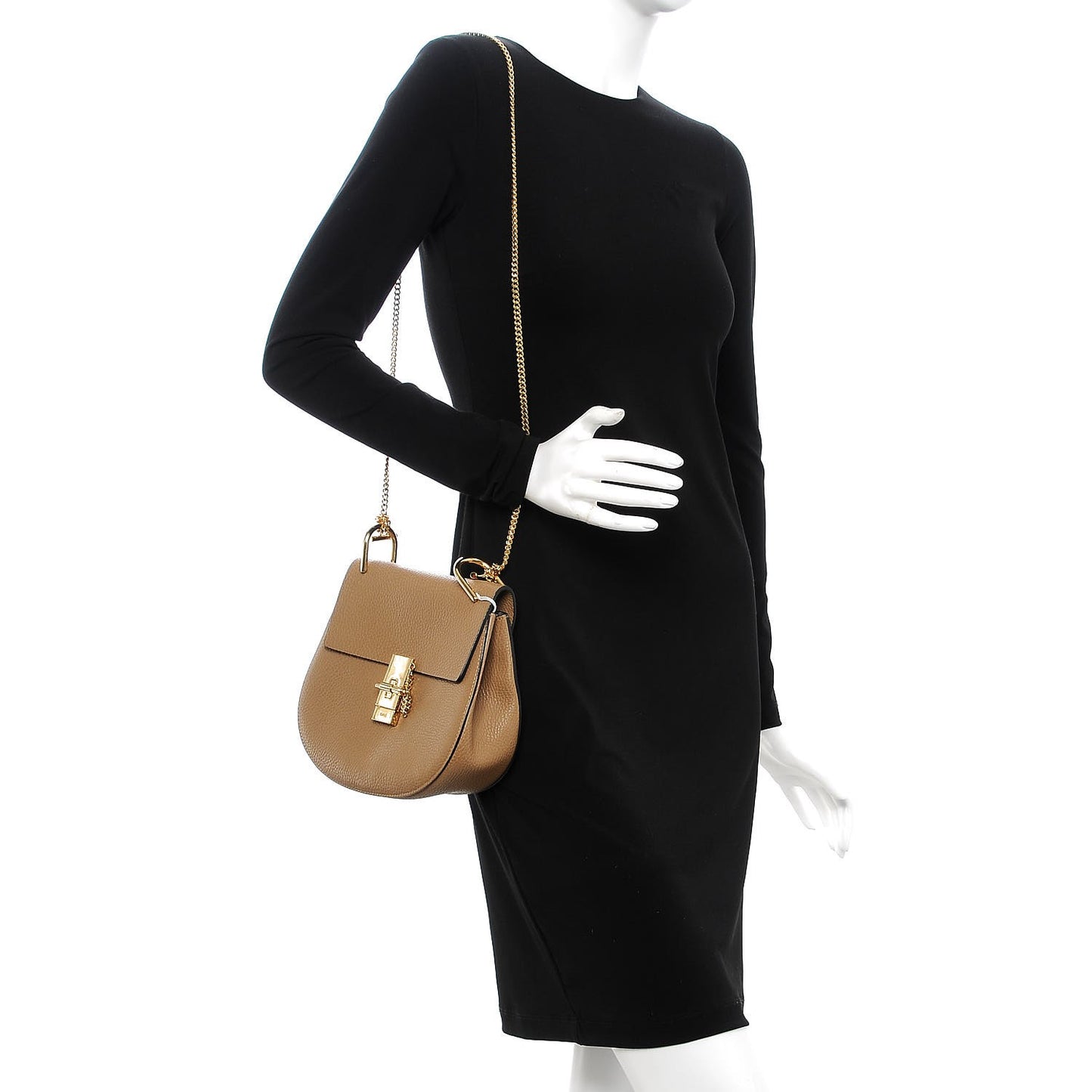 Grained Lambskin Drew Shoulder Bag Chestnut Cream