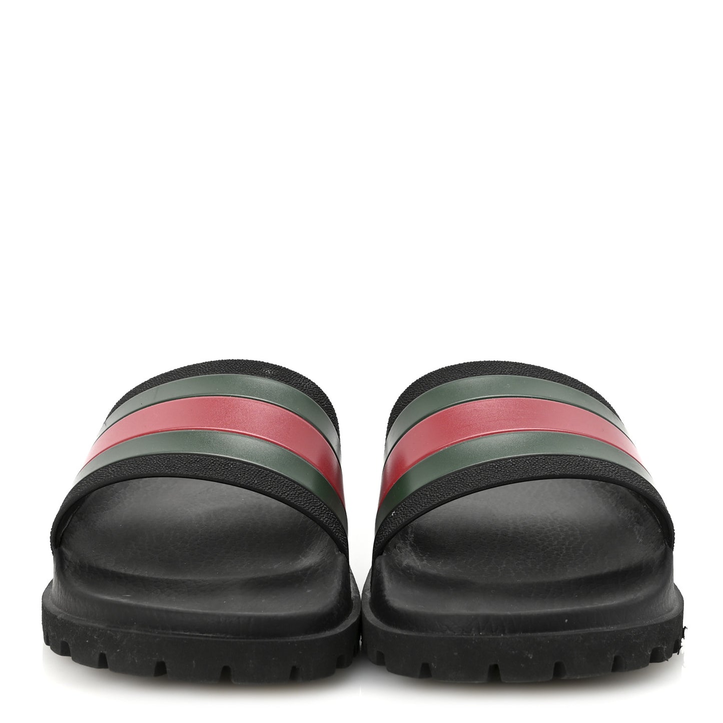 Rubber Web Mens Lug Sole Slide Sandals 7 Black Green Red