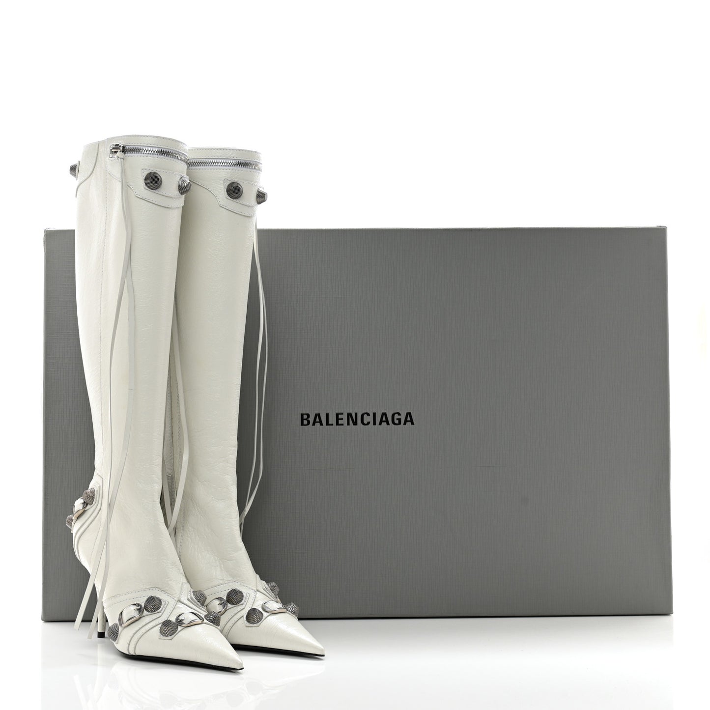Agneau Arena Cagole 90mm Boots 37 Optic White Silver