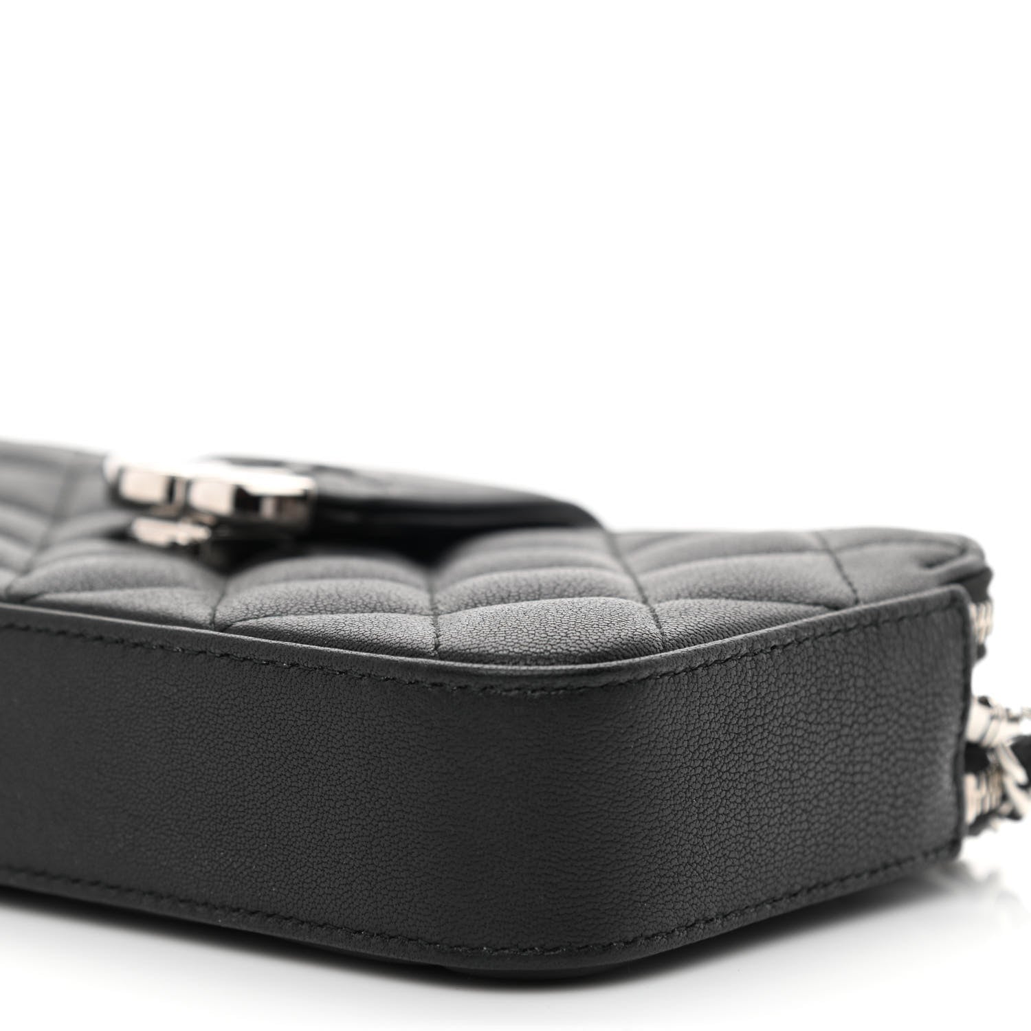 Chanel Lambskin Quilted CC Box Clutch With Chain Black 13 of 14