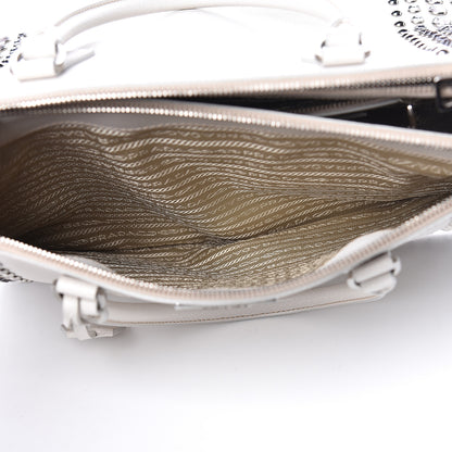 Prada Saffiano Lux Studded Crystal Medium Galleria Double Zip Tote Talco 9 of 12