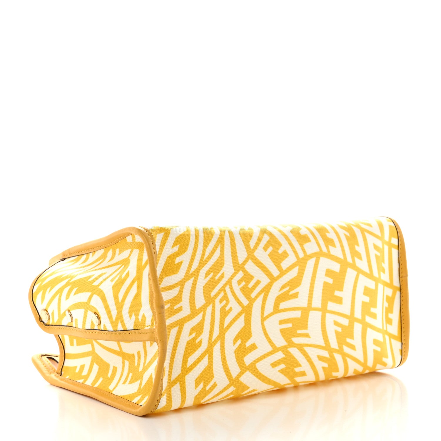 Fendi X SARAH COLEMAN Glazed Canvas Vitello Grace FF Vertigo Mini Peekaboo Defender Cover Mimosa White 4 of 9