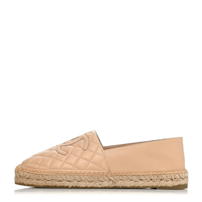 Chanel Lambskin Quilted CC Espadrilles 41 Beige 1 of 4