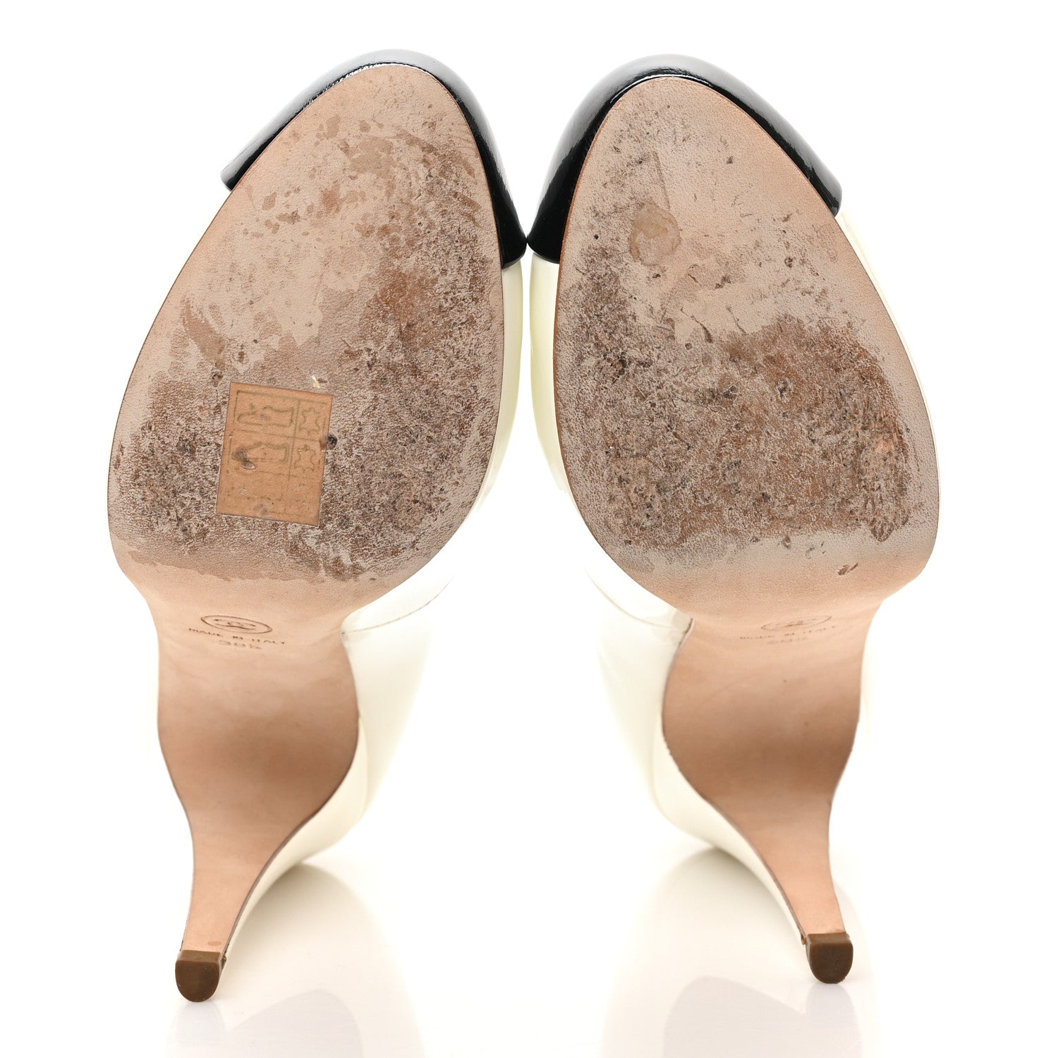 Chanel Patent Cap Toe CC Pumps 38.5 White Black 5 of 8