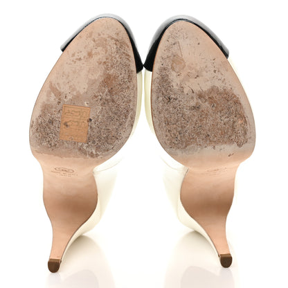 Chanel Patent Cap Toe CC Pumps 38.5 White Black 5 of 8