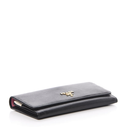 Prada Saffiano Multicolor Continental Flap Wallet Black Geranio 4 of 10