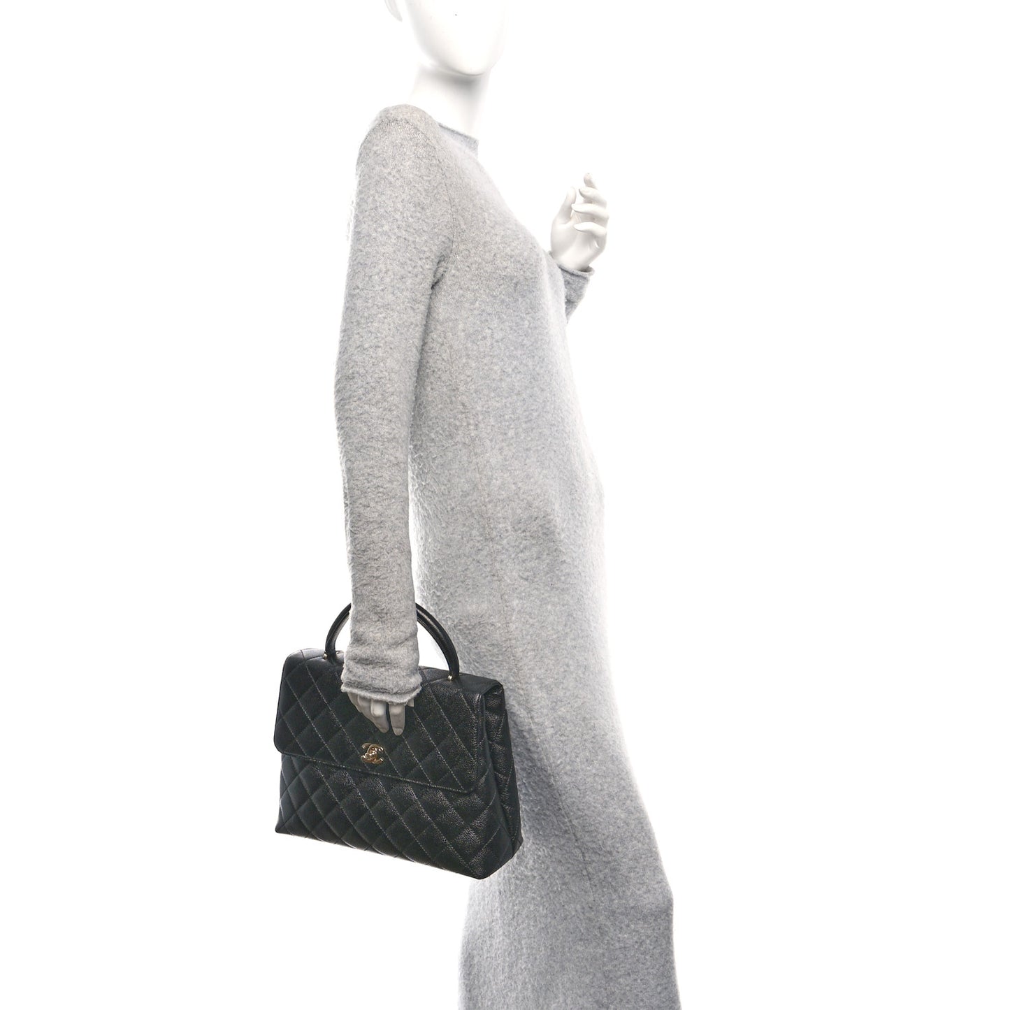 Caviar Quilted Jumbo Kelly Flap Black