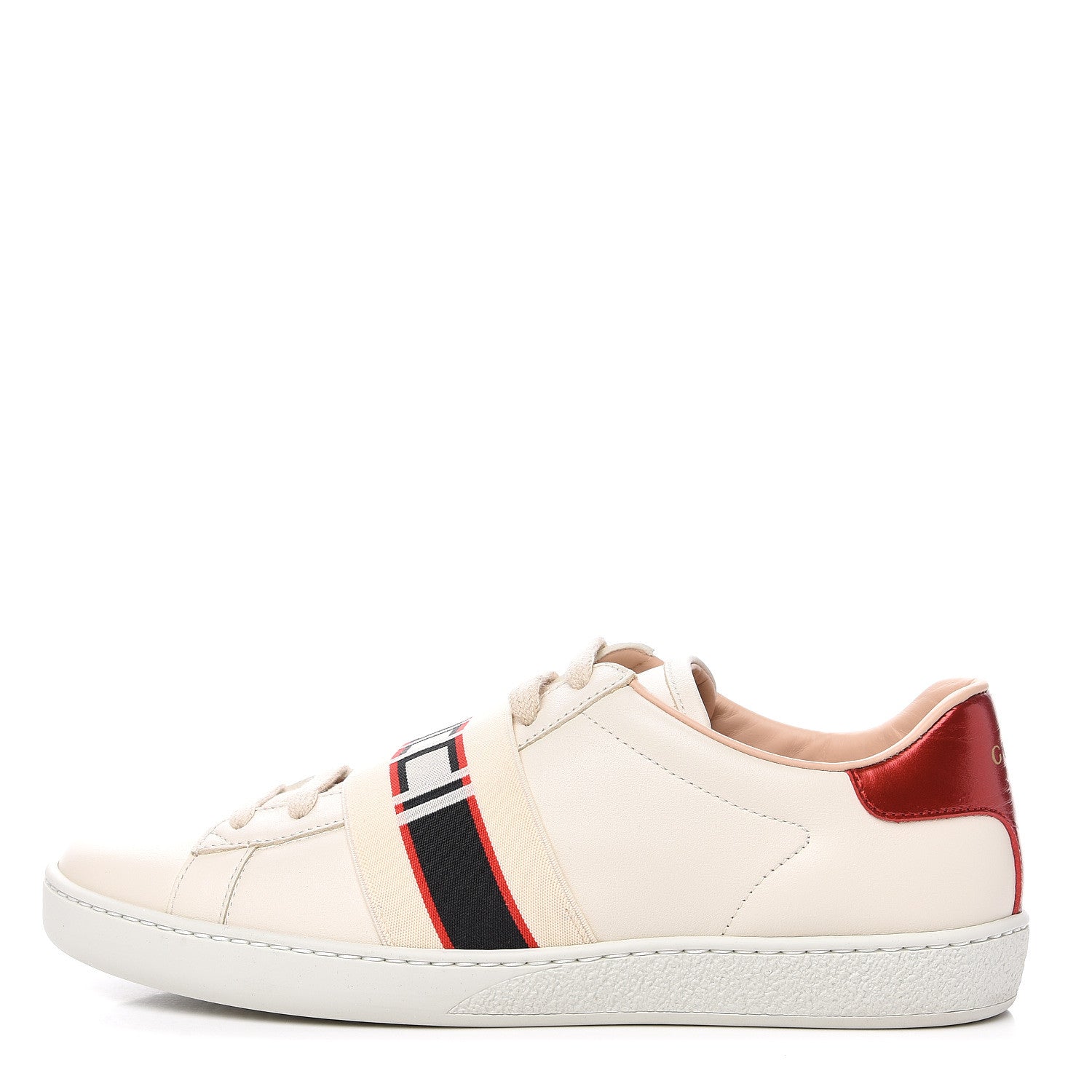 Gucci Calfskin Stripe Womens New Ace Sneakers 38 New Mystic White Ecru Red Flame 1 of 9