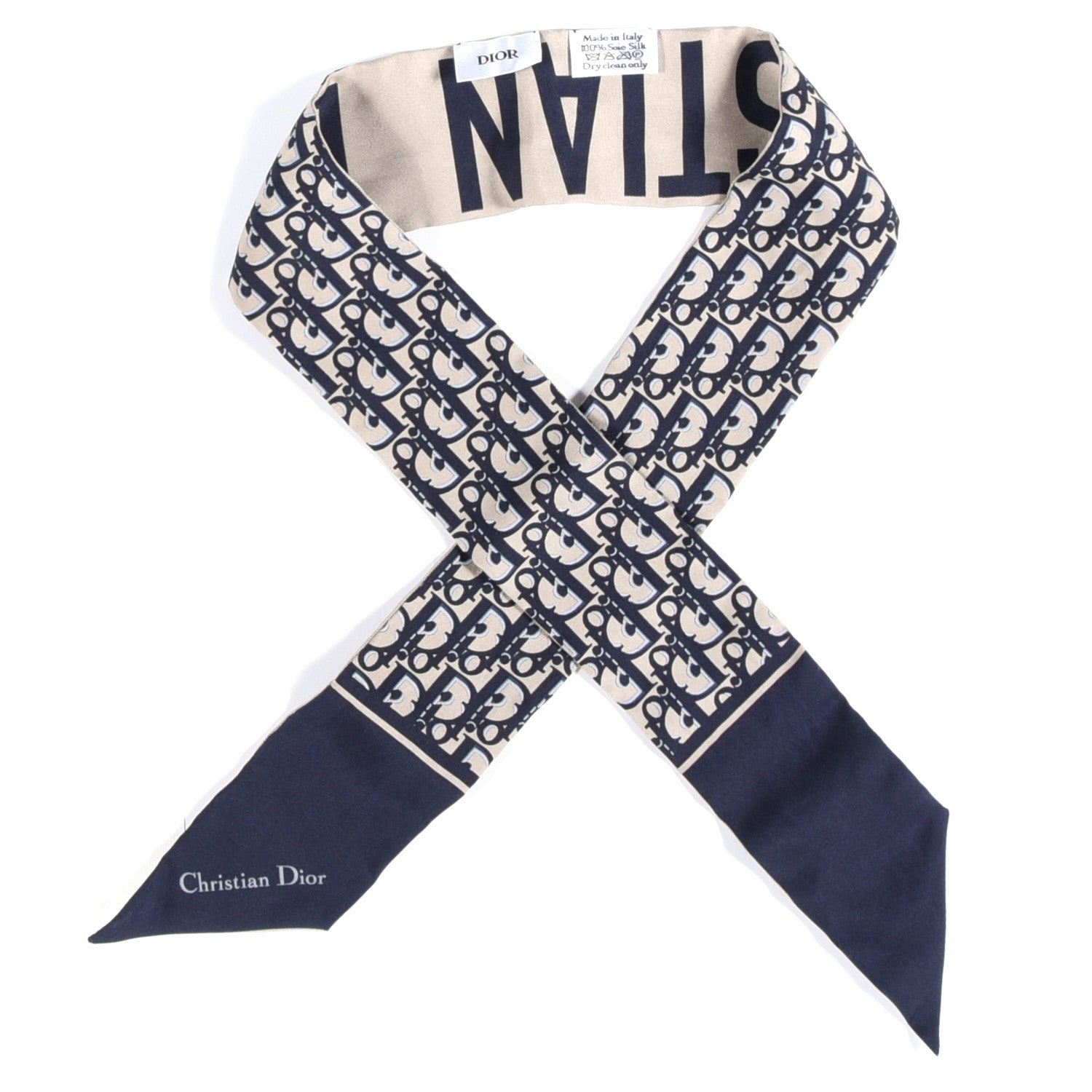 Christian Dior Silk Oblique Mitzah Scarf Blue 1 of 3