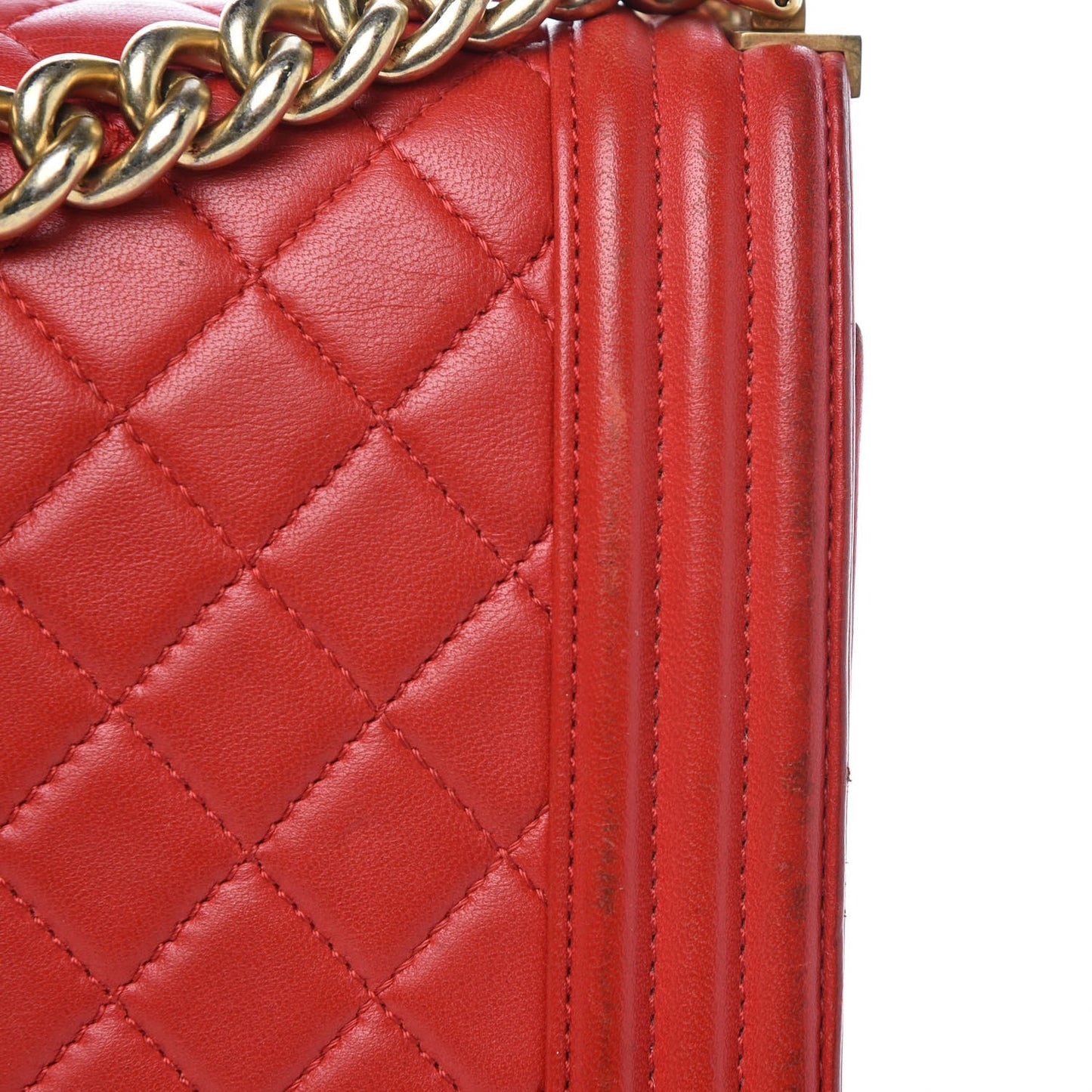 Lambskin Quilted New Medium Boy Flap Red