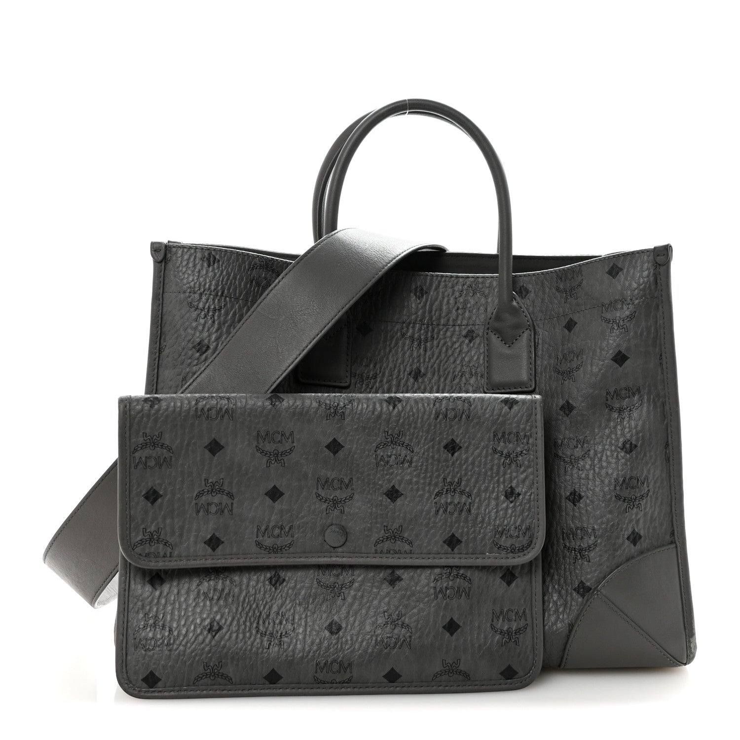 MCM Visetos Large Munchen Tote Grey 2 of 10