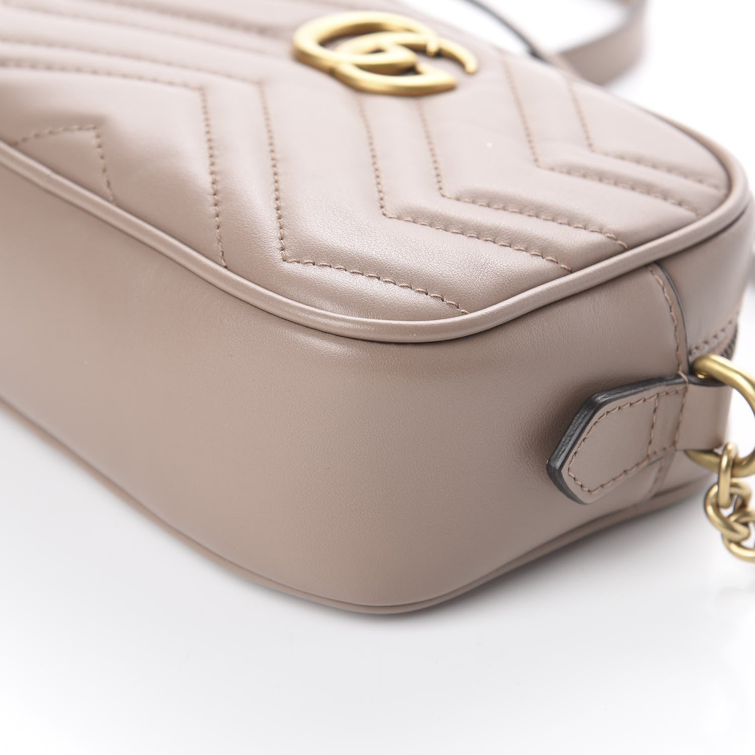 Gucci Calfskin Matelasse Mini GG Marmont Chain Shoulder Bag Porcelain Rose 6 of 8