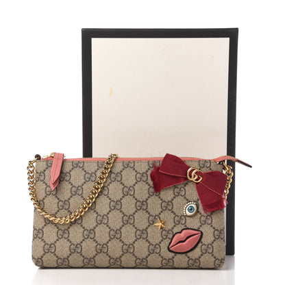 Gucci GG Supreme Monogram Face Embroidered Wrist Wallet Pink 11 of 11