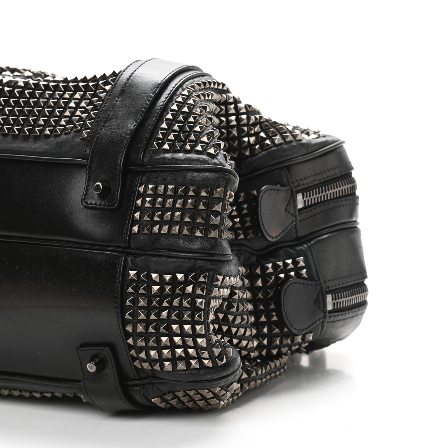 Prorsum Calfskin Studded Knight Satchel Black