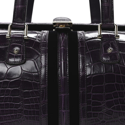 Gucci Crocodile Large Treasure Boston Purple 8 of 10